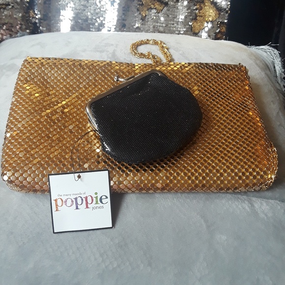 Gold colored sequins club or dinning purse W/CP - Picture 3 of 5